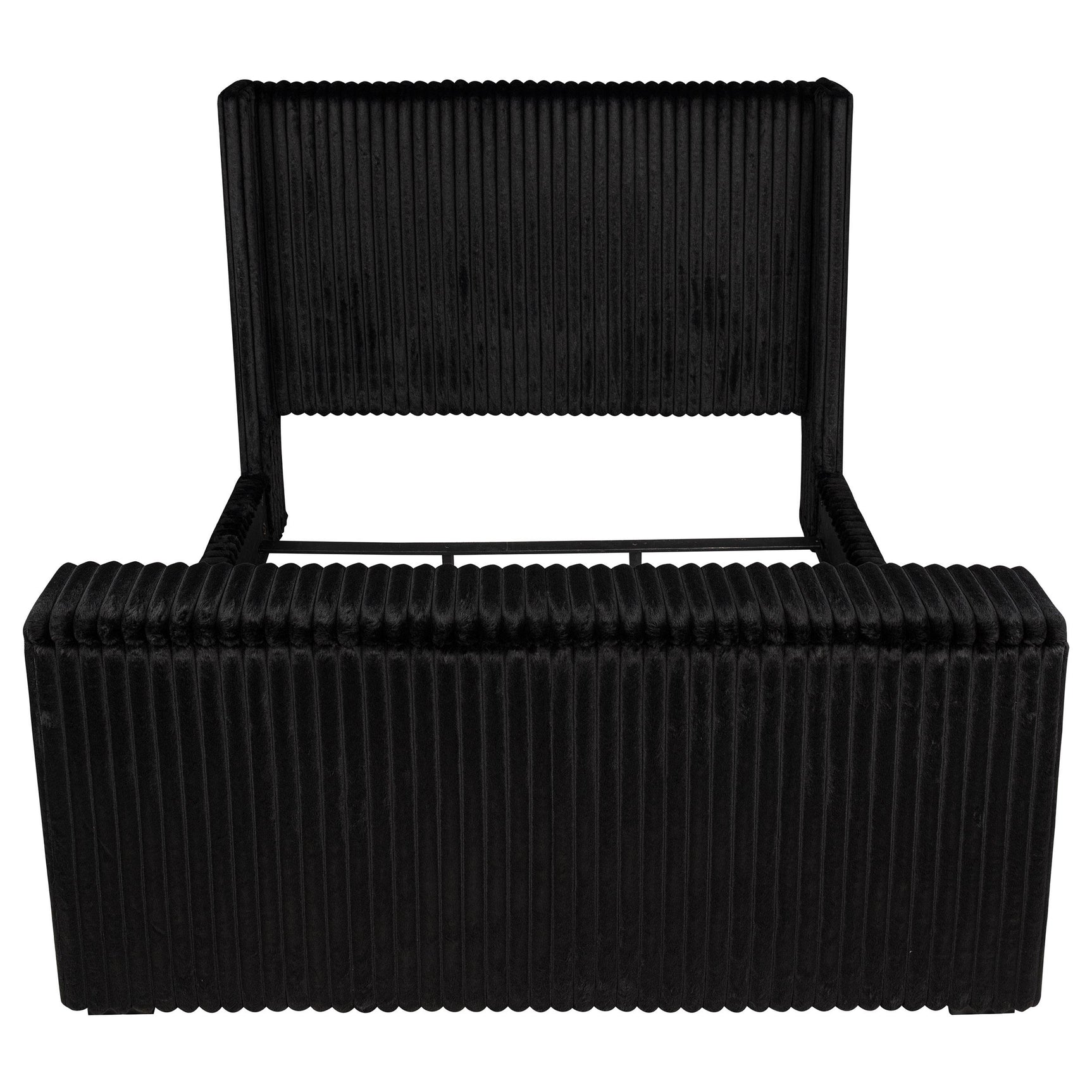 Side angle showing vertical channel tufting