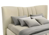 Fully slatted platform base of Evelyn queen bed