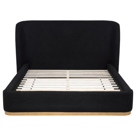 Blaire Upholstered Queen Wingback Platform Bed side view showing wingback headboard