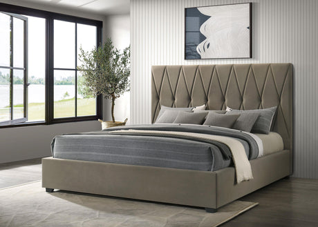 Delsea bed close-up of diamond tufted headboard