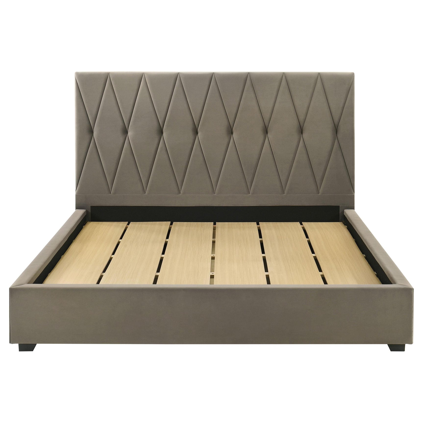 Black finished legs on Delsea light brown platform bed