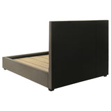 Assembled Delsea king platform bed angled from foot