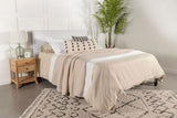 Back view of Izzy Sand Upholstered Headboard