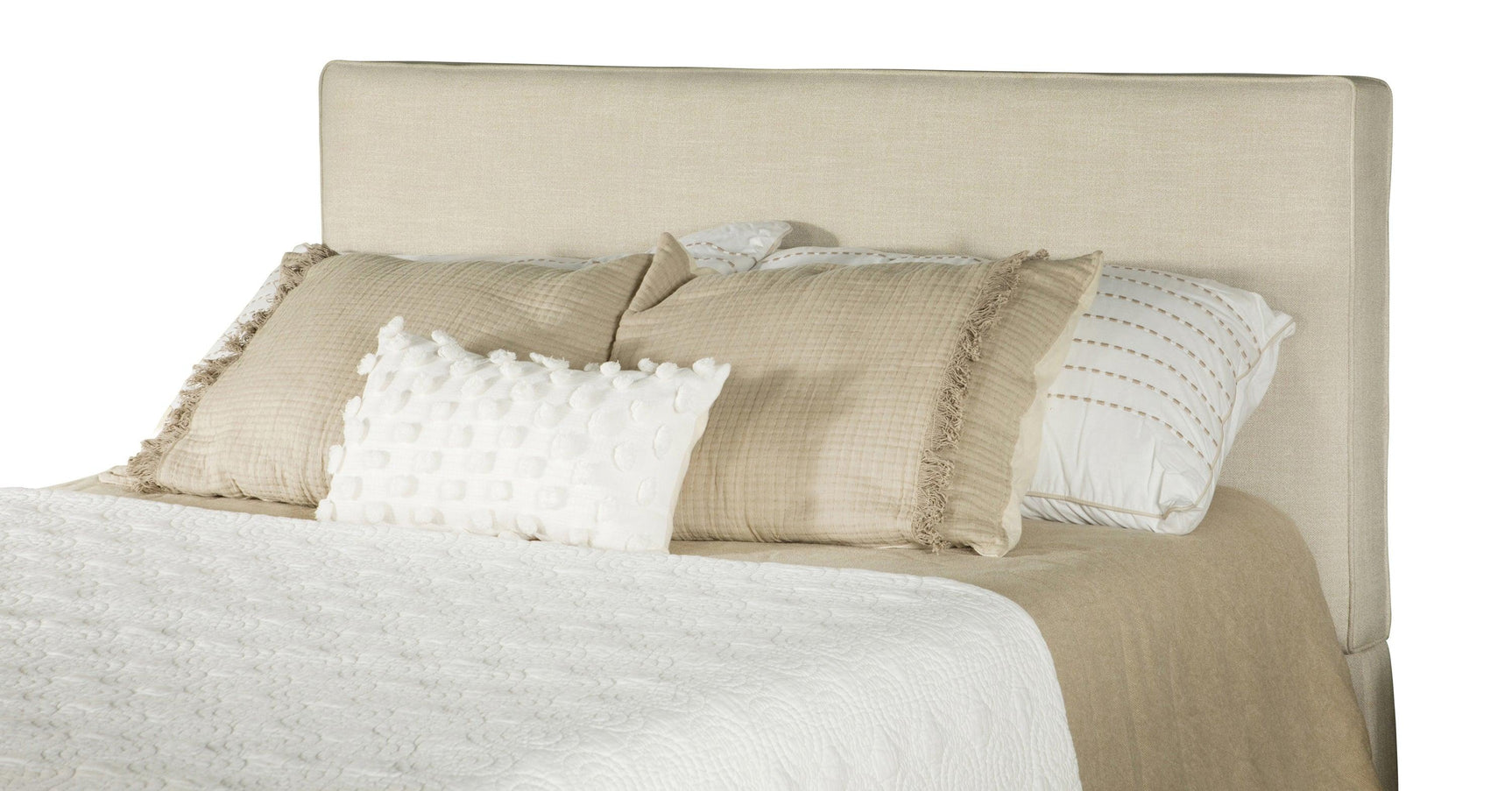 Zoom on button tufting on Izzy headboard