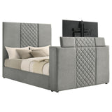 Tara queen bed power outlet integrated in footboard for TV
