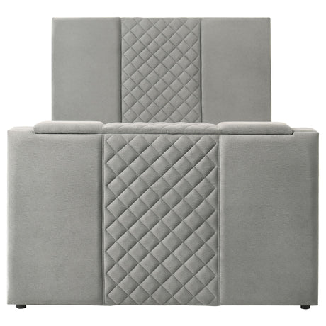 Tara bed corner detail with foam-padded wood frame