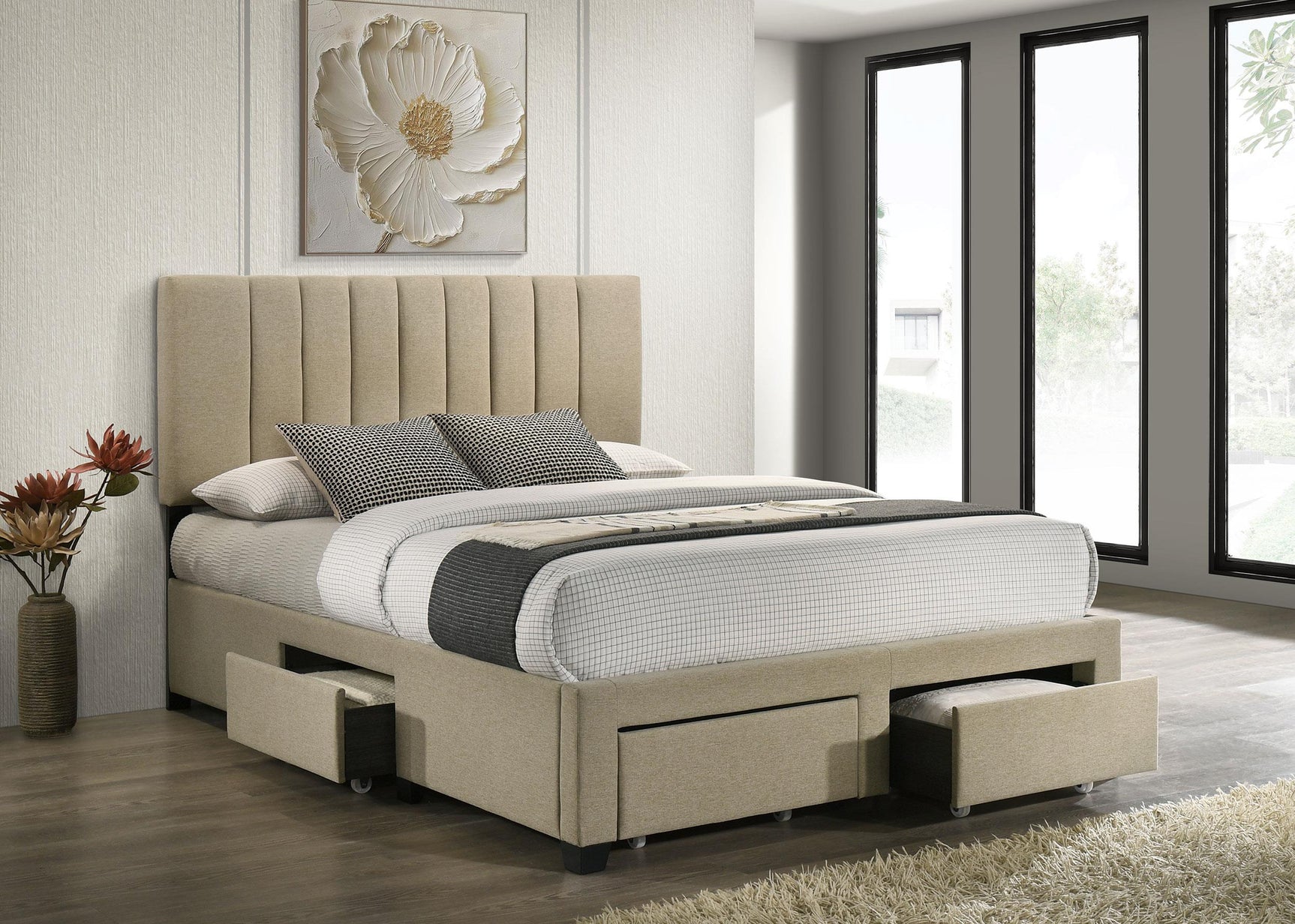 Wheatland bed showing built-in drawer at foot