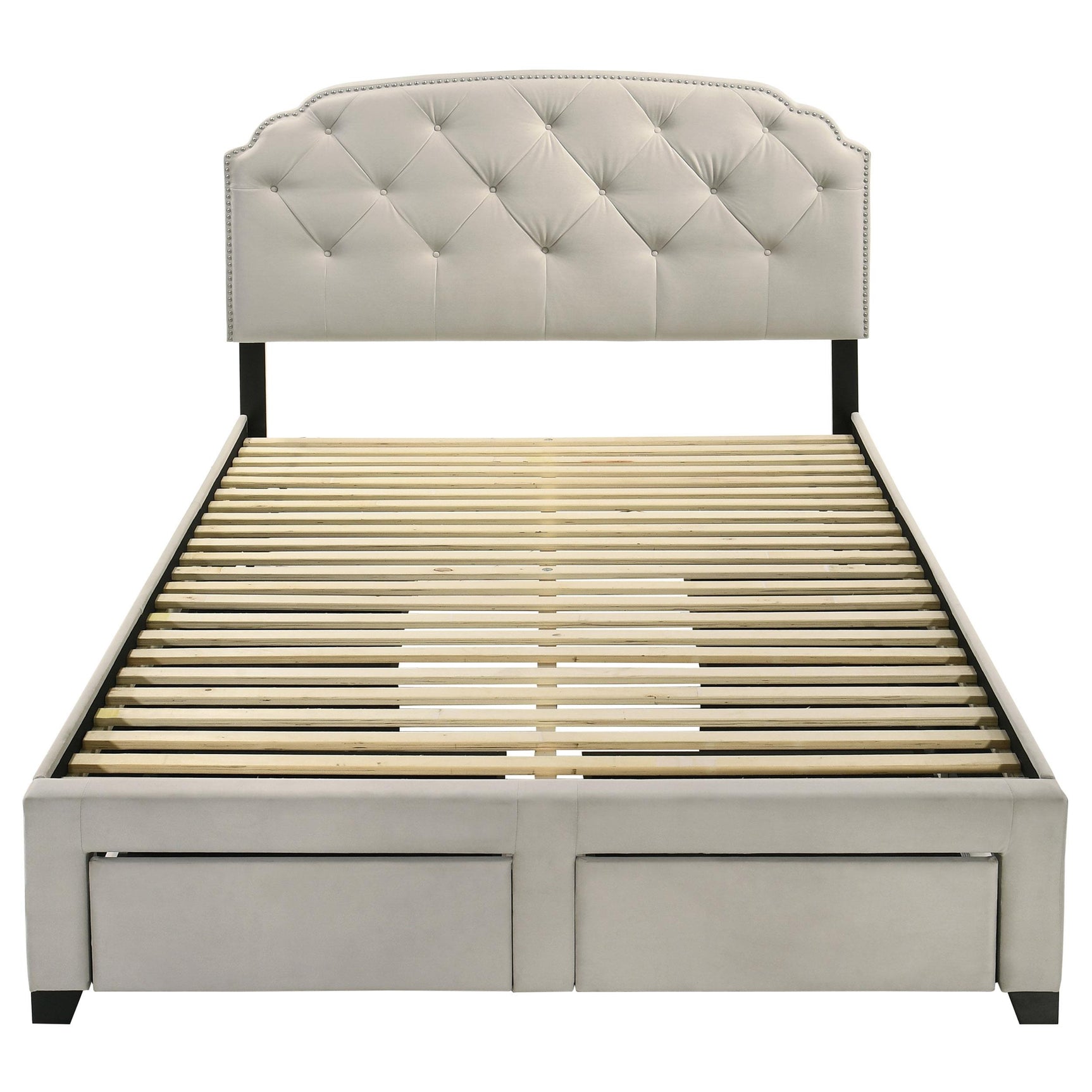 Fully slatted platform bed frame detail
