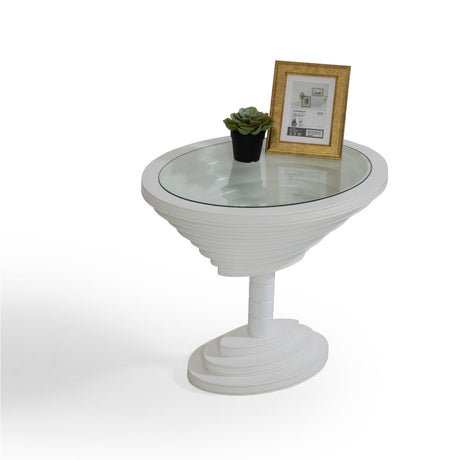 Tina White End Table angled view