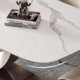 Tommy dining table with white top and steel legs