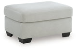 Greenbriar Smoke Velvet Ottoman angled side view