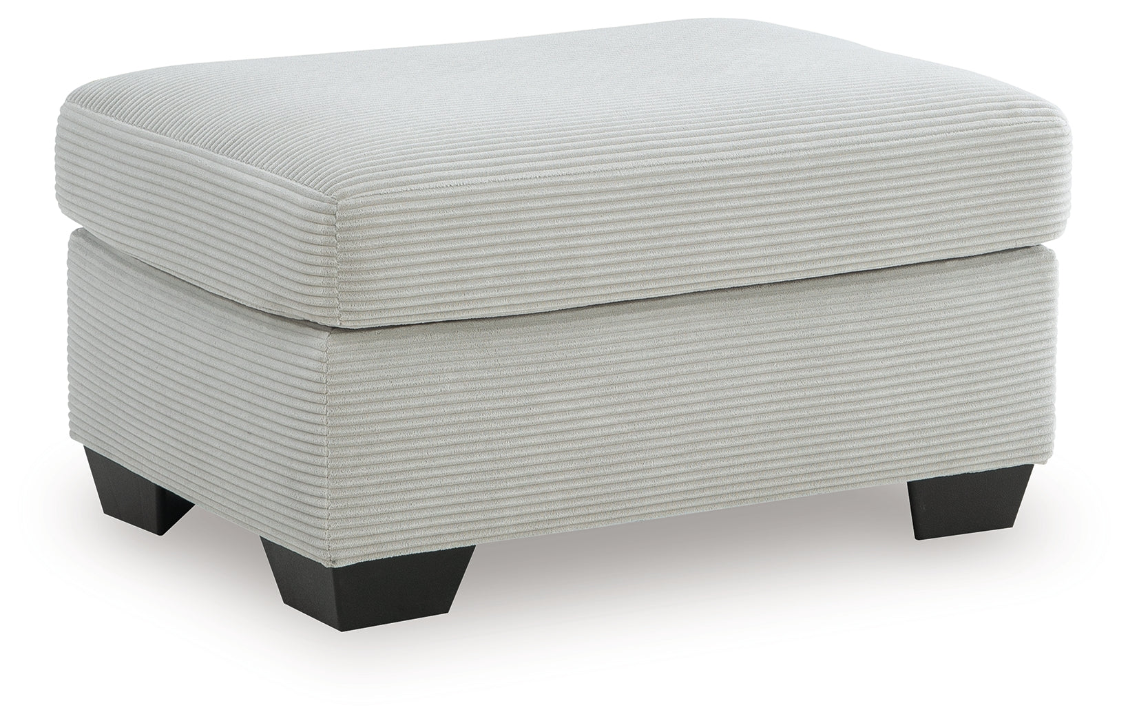 Greenbriar Smoke Velvet Ottoman angled side view