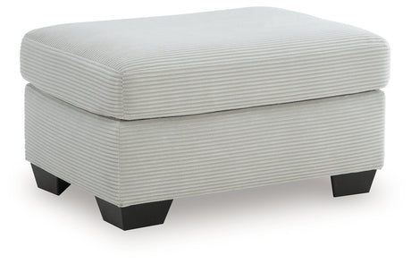 Greenbriar Smoke Velvet Ottoman angled side view