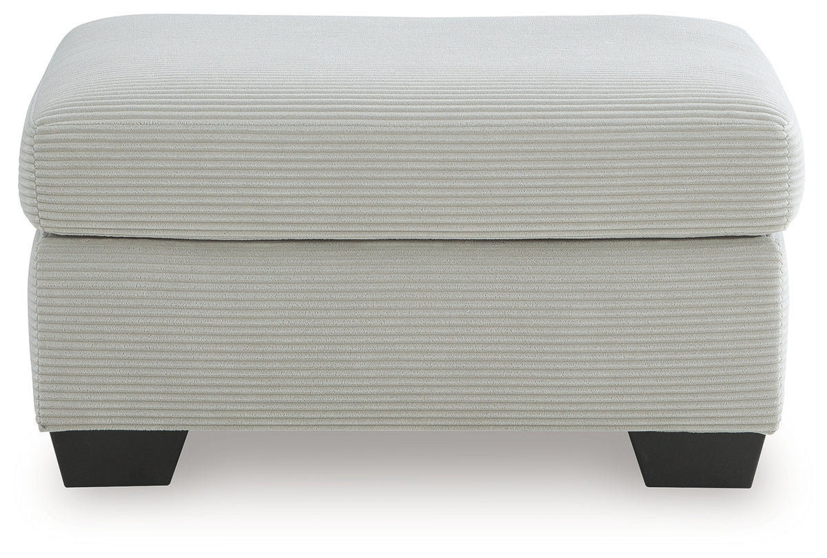 Greenbriar Smoke Velvet Ottoman head-on view