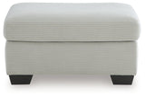 Greenbriar Smoke Velvet Ottoman head-on view
