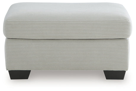 Greenbriar Smoke Velvet Ottoman head-on view