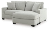 Angled view of Greenbriar Smoke Velvet Sofa Chaise