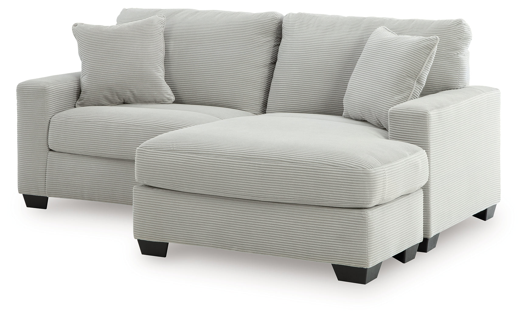 Angled view of Greenbriar Smoke Velvet Sofa Chaise