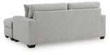 Rear side view of Greenbriar Smoke Velvet Sofa Chaise