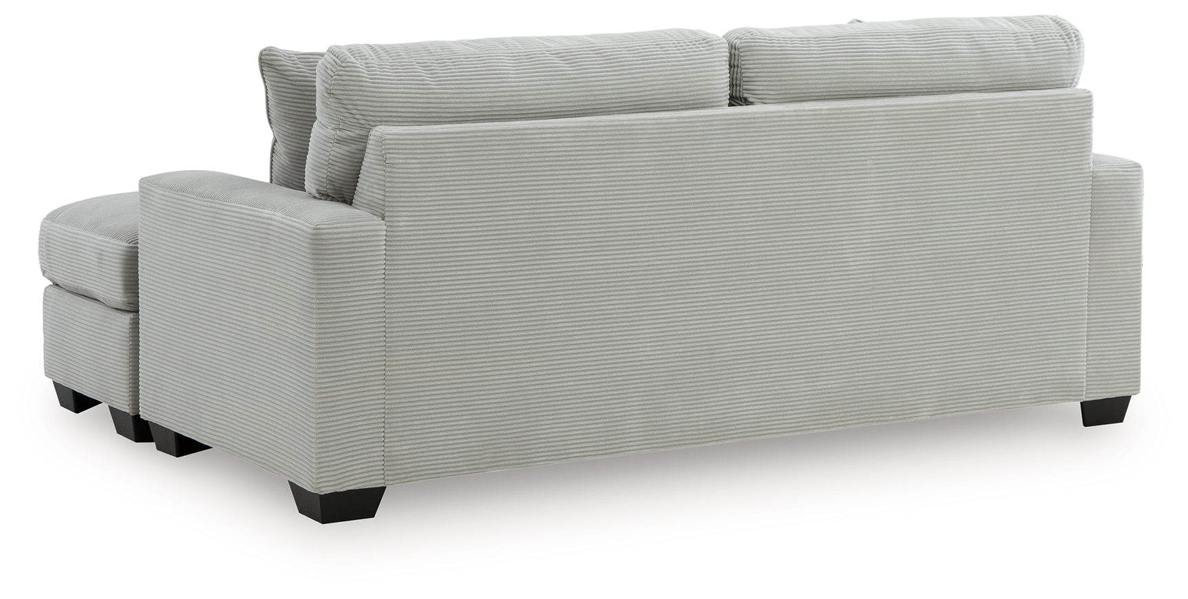 Rear side view of Greenbriar Smoke Velvet Sofa Chaise