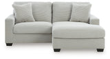 Close-up detail of smoke velvet upholstery on Greenbriar Sofa Chaise