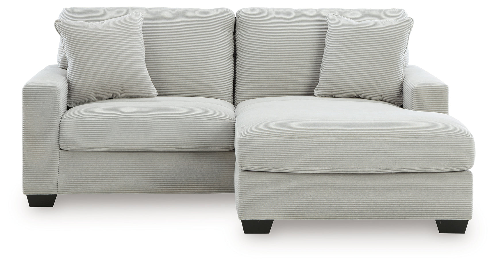 Close-up detail of smoke velvet upholstery on Greenbriar Sofa Chaise