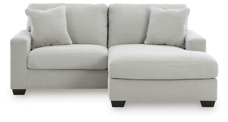 Close-up detail of smoke velvet upholstery on Greenbriar Sofa Chaise