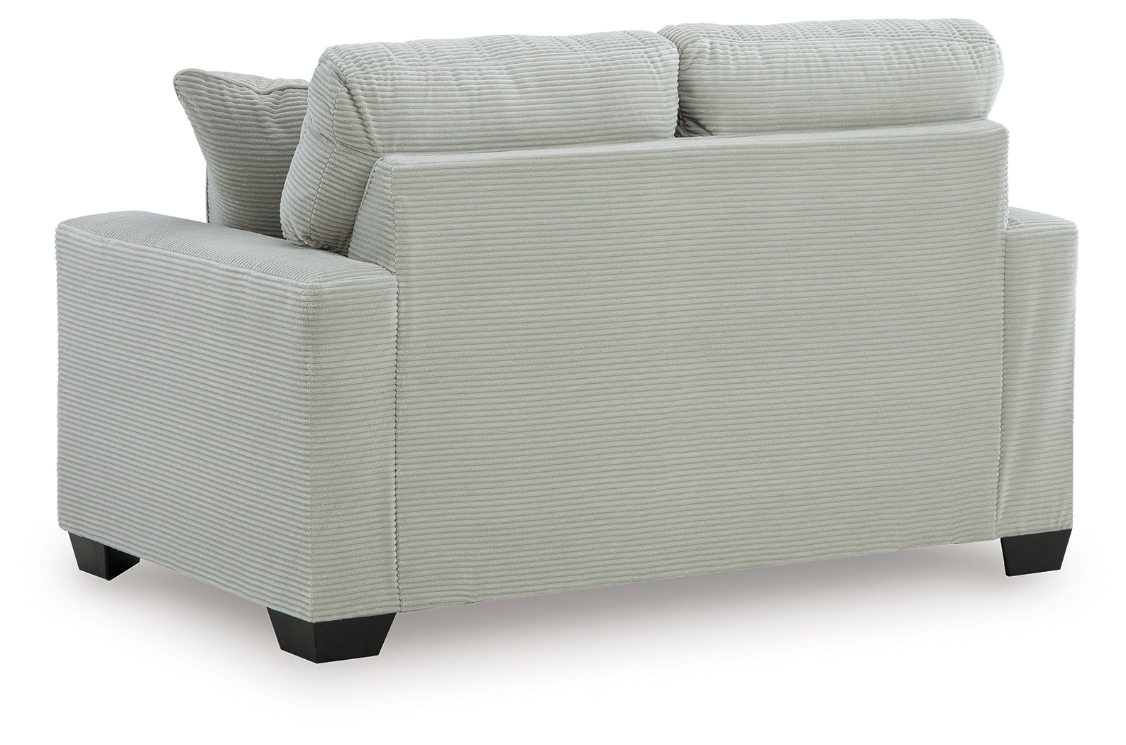 Side view showing sofa and loveseat backs