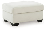 Greenbriar Ivory velvet ottoman front view