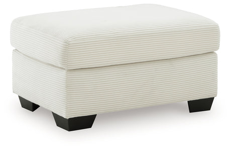 Greenbriar Ivory velvet ottoman front view