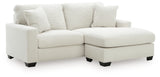 Greenbriar Ivory Velvet Sofa Chaise side view