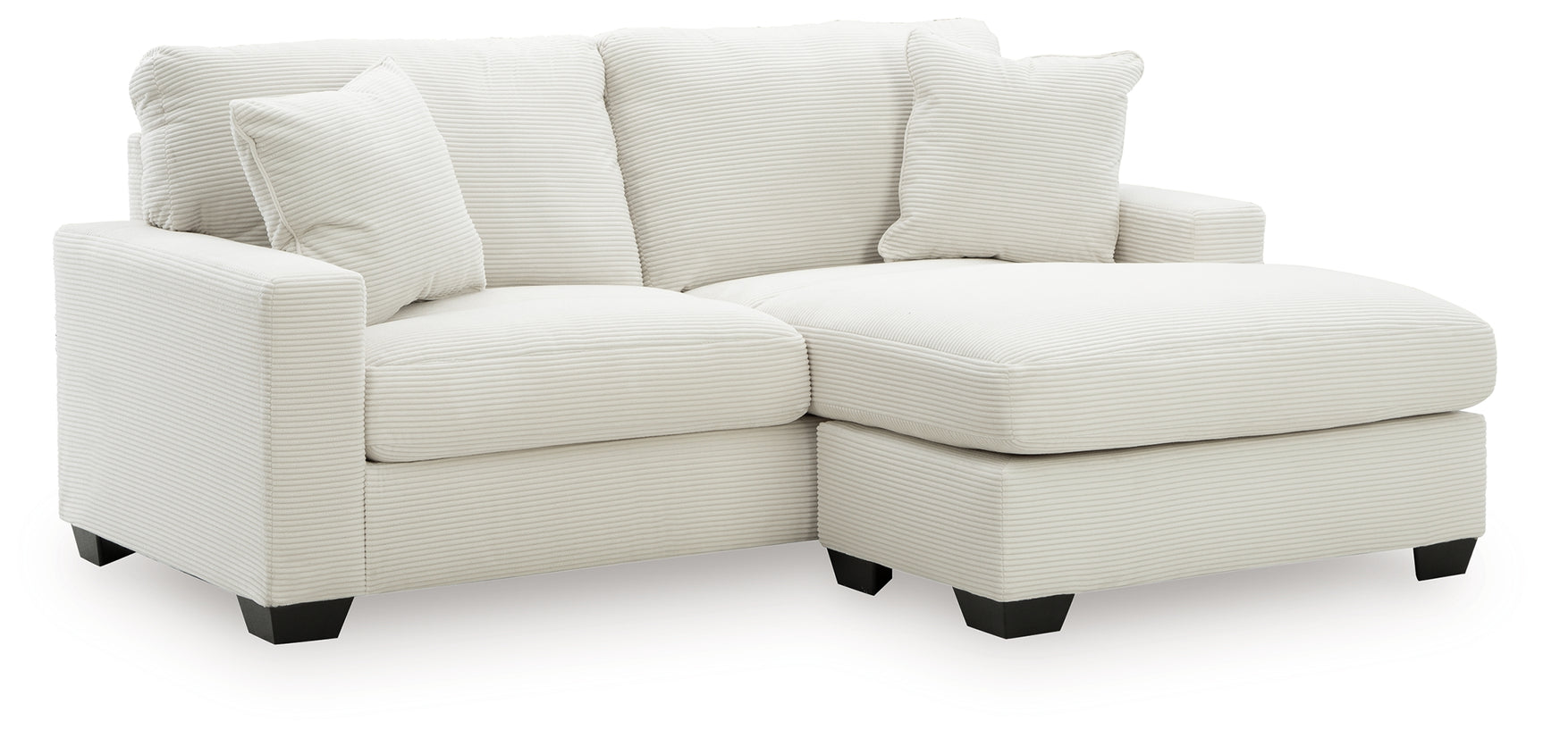 Greenbriar Ivory Velvet Sofa Chaise side view