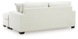 Greenbriar Ivory Velvet Sofa Chaise back and side view