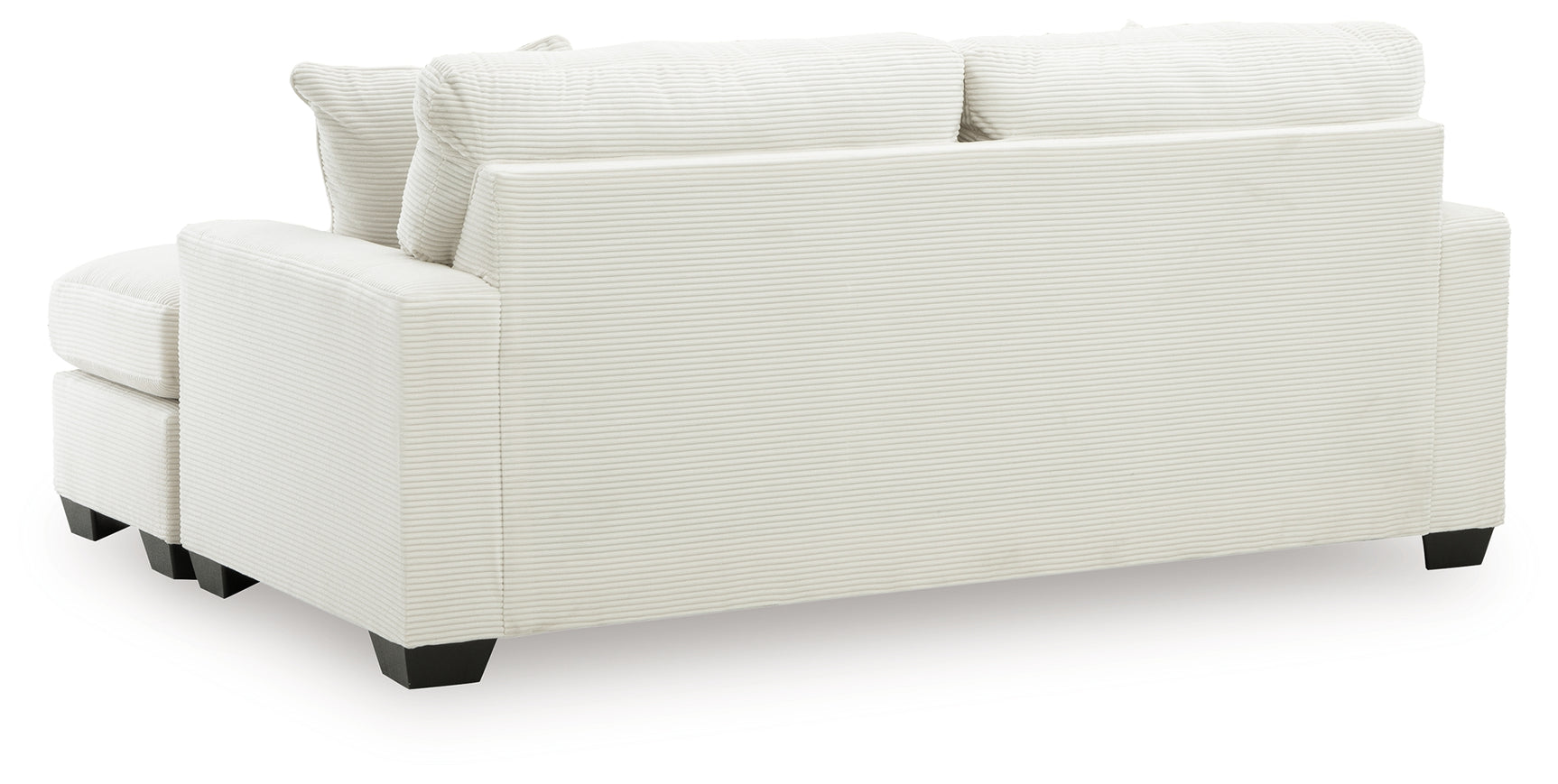 Greenbriar Ivory Velvet Sofa Chaise back and side view