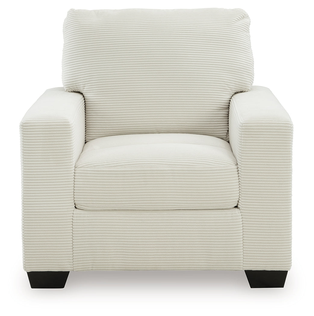 Greenbriar Ivory Velvet Chair head-on view