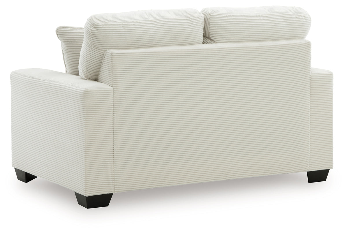 Greenbriar Ivory Velvet Loveseat rear view