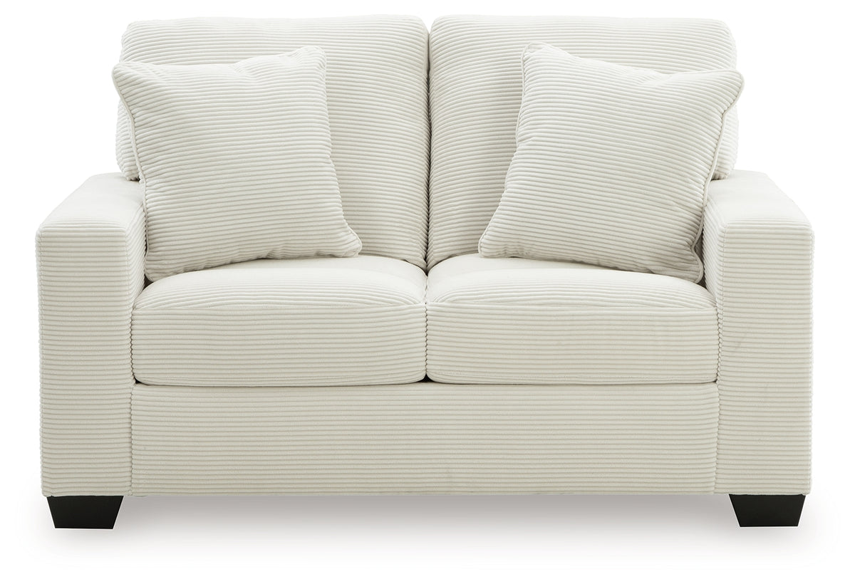 Greenbriar Ivory Velvet Loveseat head-on view
