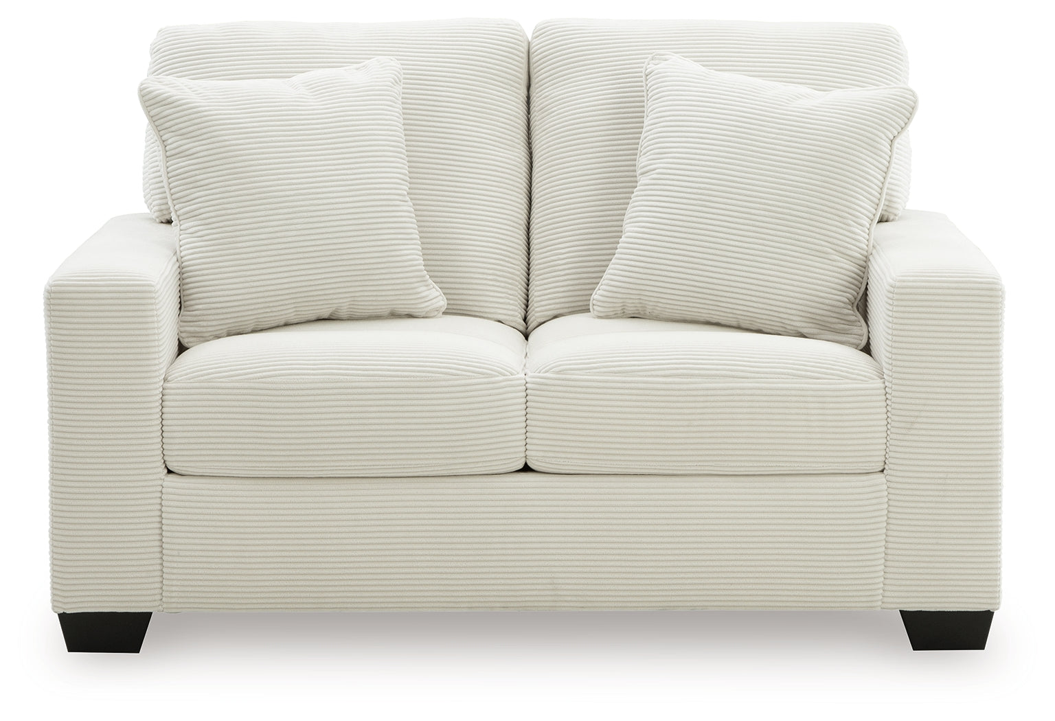 Greenbriar Ivory Velvet Loveseat head-on view