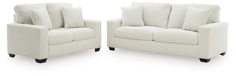 side view of Greenbriar Ivory Sofa and Loveseat