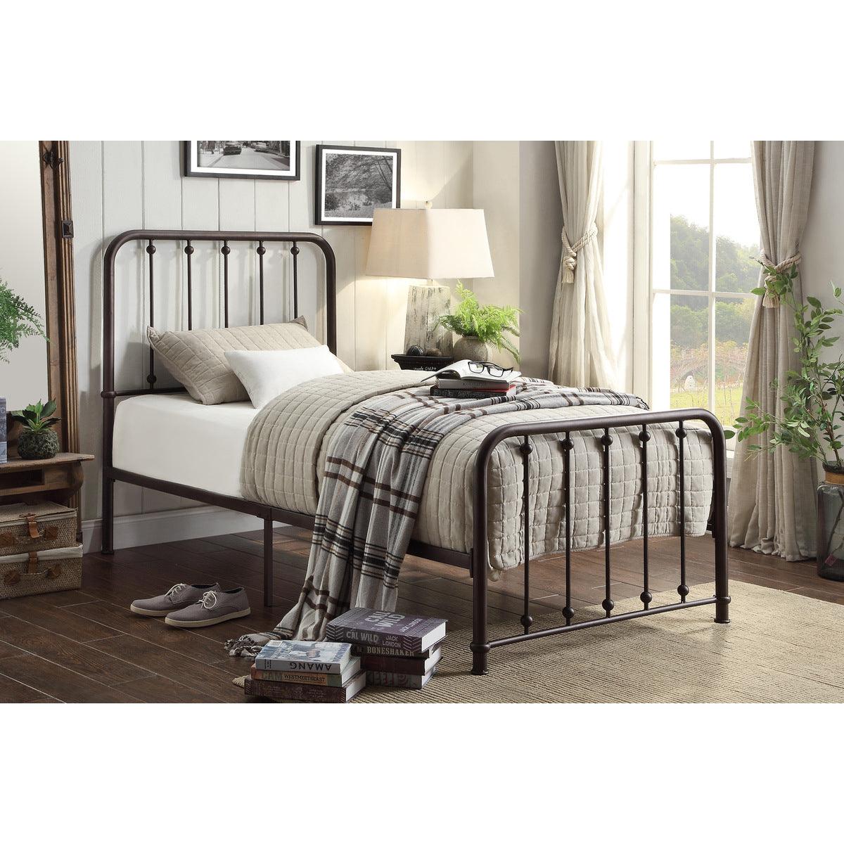 Larkspur Dark Bronze Metal Twin Platform Bed full setup