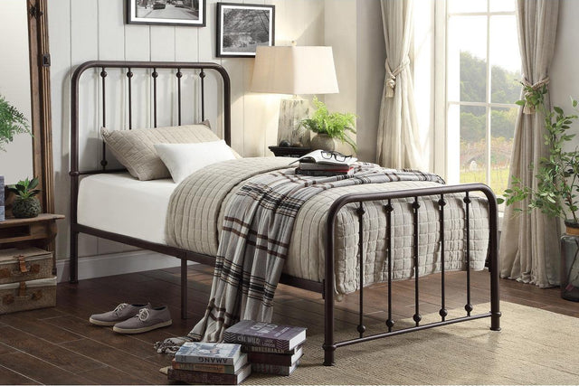 Larkspur Dark Bronze Metal Twin Platform Bed full setup