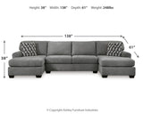 side profile view of Birkdale Court Gray 3-Piece Sectional sofa