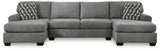 side view of Birkdale Court Gray 3-Piece Sectional sofa