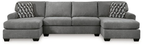 side view of Birkdale Court Gray 3-Piece Sectional sofa