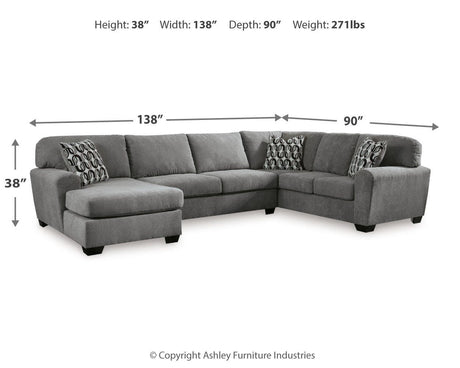Birkdale Court Gray Chenille 3-Piece Sectional with Chaise - image 5