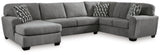 Living room scene featuring Birkdale Court Gray Chenille Sectional