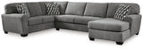 Side view of Birkdale Court Gray Chenille 3-Piece Sectional Sofa with Chaise