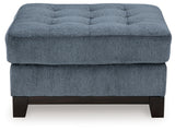 Maxon Place Navy Chenille Ottoman front head-on view