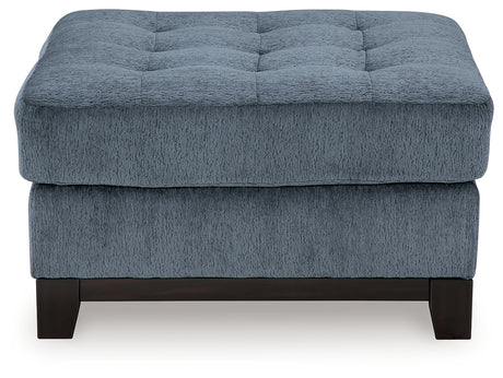 Maxon Place Navy Chenille Ottoman front head-on view