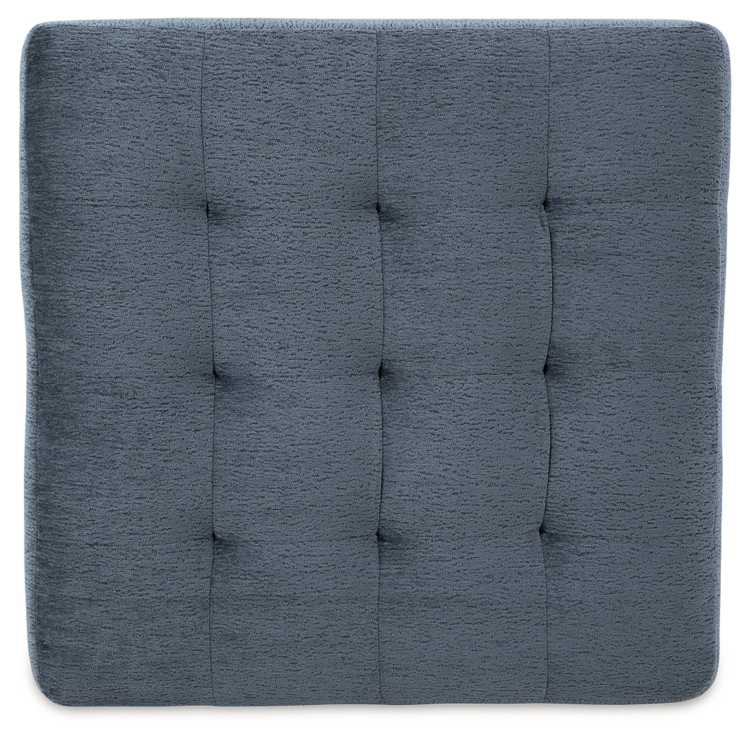 Maxon Place Navy Chenille Ottoman top view showing fabric texture